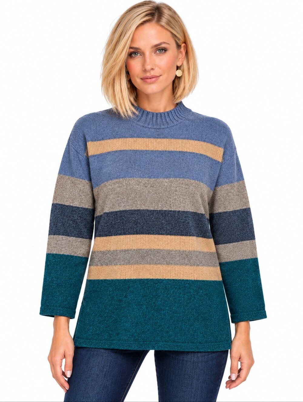 Noble Wilde Size 16 XL Possum Merino Silk Striped Sweater Made New Zealand EUC